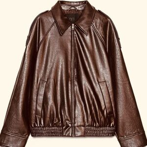 Zara faux leather bomber jacket